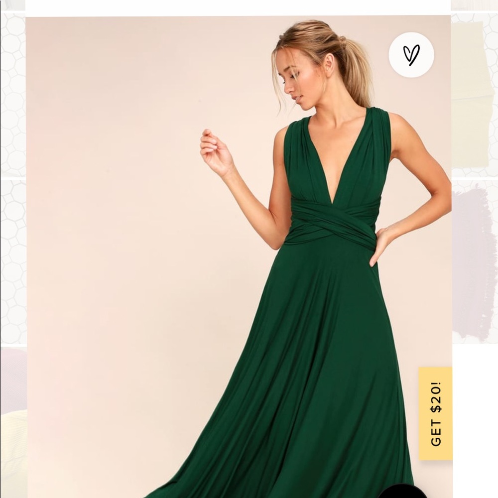 Lulus green maxi dress (trick of all trades)